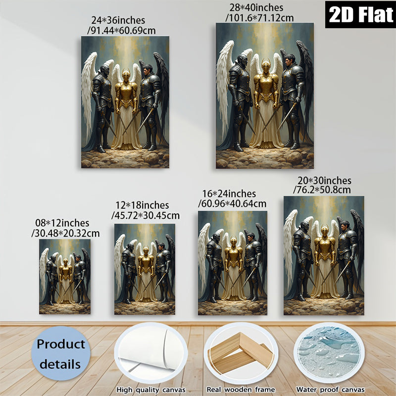 2D flat 1pc Majestic Guardian Angels Fantasy Art Wall Decor for Living Room Bedroom Office Gallery Wrapped Canvas Prints Home Decor Farmhouse Style