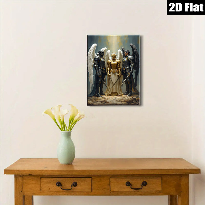 2D flat 1pc Majestic Guardian Angels Fantasy Art Wall Decor for Living Room Bedroom Office Gallery Wrapped Canvas Prints Home Decor Farmhouse Style