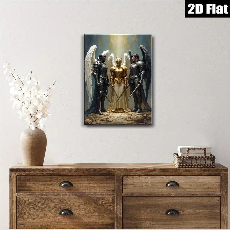 2D flat 1pc Majestic Guardian Angels Fantasy Art Wall Decor for Living Room Bedroom Office Gallery Wrapped Canvas Prints Home Decor Farmhouse Style