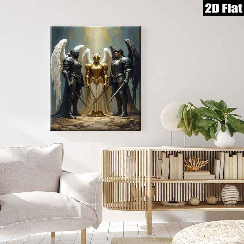 2D flat 1pc Majestic Guardian Angels Fantasy Art Wall Decor for Living Room Bedroom Office Gallery Wrapped Canvas Prints Home Decor Farmhouse Style