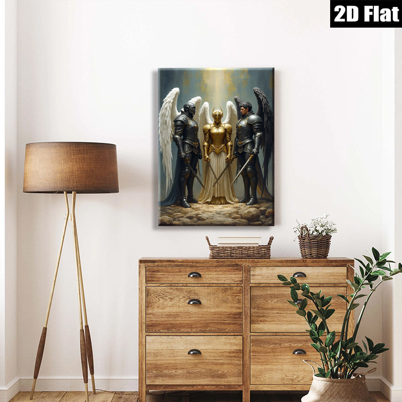 2D flat 1pc Majestic Guardian Angels Fantasy Art Wall Decor for Living Room Bedroom Office Gallery Wrapped Canvas Prints Home Decor Farmhouse Style