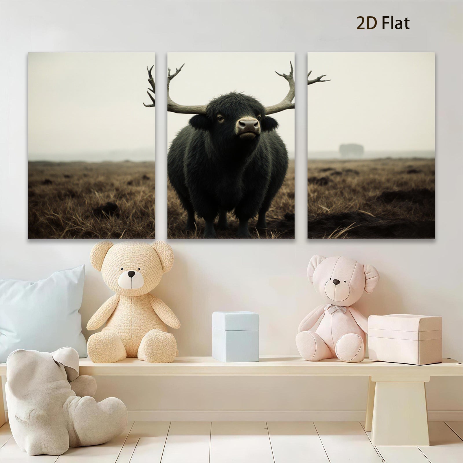 2D flat 1pc Majestic Highland Cattle Farm Animal Rustic Wall Art Canvas Prints for Living Room Bedroom Gallery Wrapped Modern Farmhouse Decor