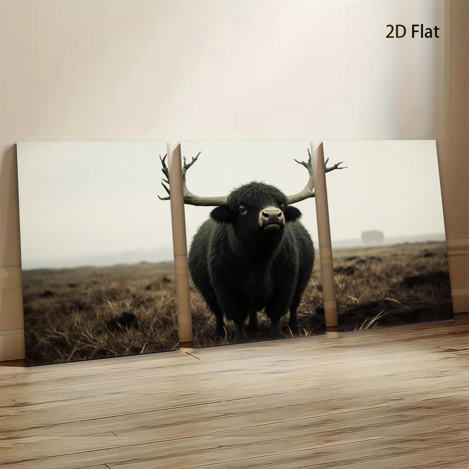 2D flat 1pc Majestic Highland Cattle Farm Animal Rustic Wall Art Canvas Prints for Living Room Bedroom Gallery Wrapped Modern Farmhouse Decor