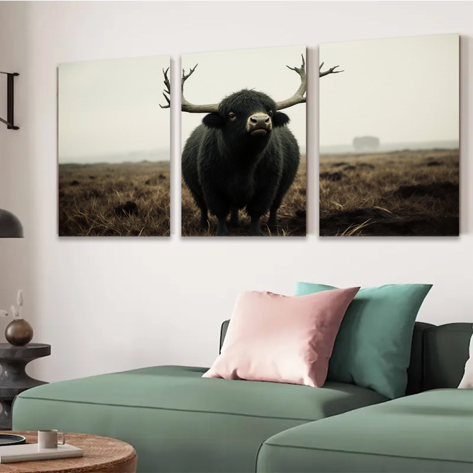 2D flat 1pc Majestic Highland Cattle Farm Animal Rustic Wall Art Canvas Prints for Living Room Bedroom Gallery Wrapped Modern Farmhouse Decor