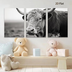 2D flat 1pc Majestic Highland Cow Portrait Farm Animal Wall Art Rustic Home Decor Living Room Bedroom Canvas Prints Gallery Wrapped Ready to Hang