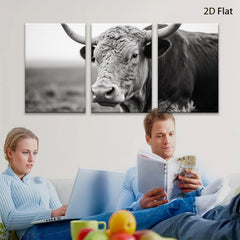 2D flat 1pc Majestic Highland Cow Portrait Farm Animal Wall Art Rustic Home Decor Living Room Bedroom Canvas Prints Gallery Wrapped Ready to Hang