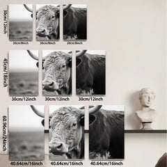 2D flat 1pc Majestic Highland Cow Portrait Farm Animal Wall Art Rustic Home Decor Living Room Bedroom Canvas Prints Gallery Wrapped Ready to Hang