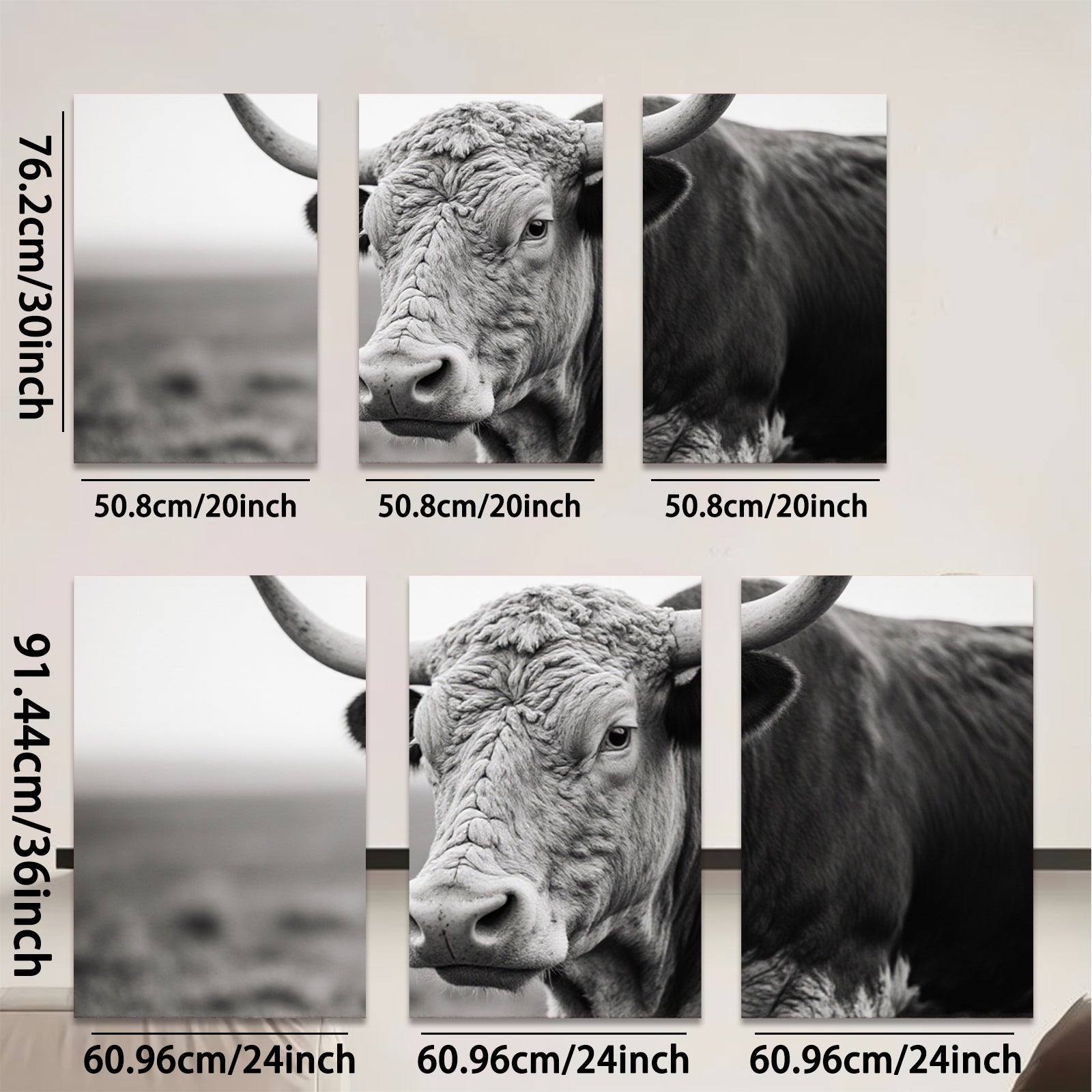 2D flat 1pc Majestic Highland Cow Portrait Farm Animal Wall Art Rustic Home Decor Living Room Bedroom Canvas Prints Gallery Wrapped Ready to Hang