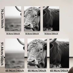 2D flat 1pc Majestic Highland Cow Portrait Farm Animal Wall Art Rustic Home Decor Living Room Bedroom Canvas Prints Gallery Wrapped Ready to Hang