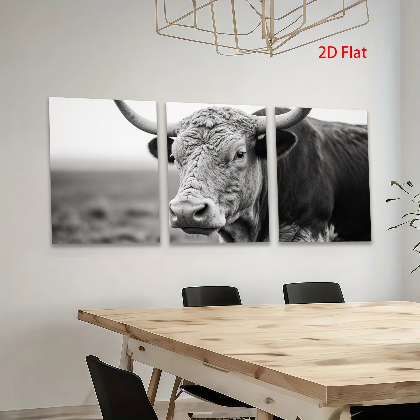 2D flat 1pc Majestic Highland Cow Portrait Farm Animal Wall Art Rustic Home Decor Living Room Bedroom Canvas Prints Gallery Wrapped Ready to Hang