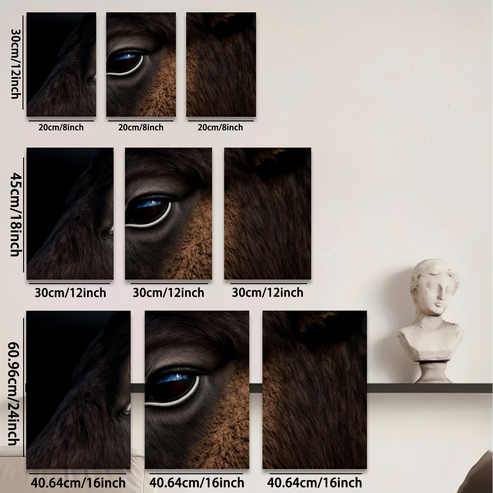 2D flat 1pc Majestic Horse Eye Portrait Farm Animal Wall Art Canvas Prints for Living Room Bedroom Home Decor Rustic Modern Farmhouse Style