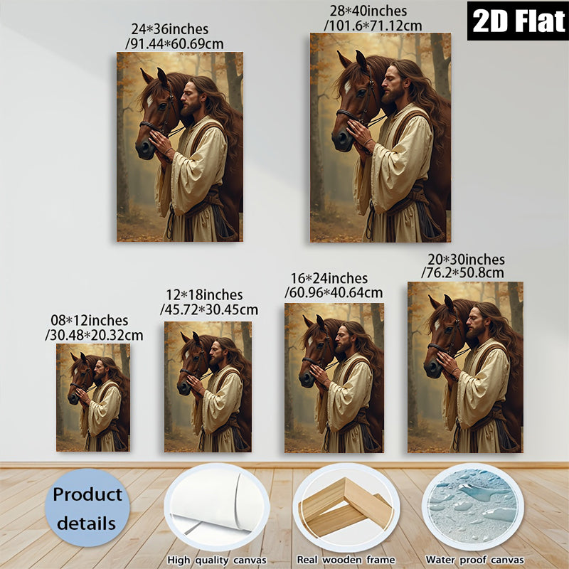 2D flat 1pc Majestic Horse Rider Portrait Wall Art Canvas Print Living Room Bedroom Decor Farmhouse Style Rustic Aesthetic Gallery Wrapped Ready To Hang