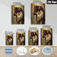 2D flat 1pc Majestic Horse Rider Portrait Wall Art Canvas Print Living Room Bedroom Decor Farmhouse Style Rustic Aesthetic Gallery Wrapped Ready To Hang