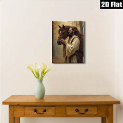 2D flat 1pc Majestic Horse Rider Portrait Wall Art Canvas Print Living Room Bedroom Decor Farmhouse Style Rustic Aesthetic Gallery Wrapped Ready To Hang