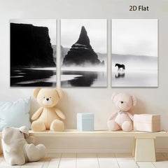 2D flat 1pc Majestic Icelandic Horse Coastal Cliffs Wall Art Canvas Prints for Living Room Bedroom Home Decor Modern Farmhouse Style Gallery Wrapped Ready to Hang