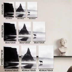 2D flat 1pc Majestic Icelandic Horse Coastal Cliffs Wall Art Canvas Prints for Living Room Bedroom Home Decor Modern Farmhouse Style Gallery Wrapped Ready to Hang
