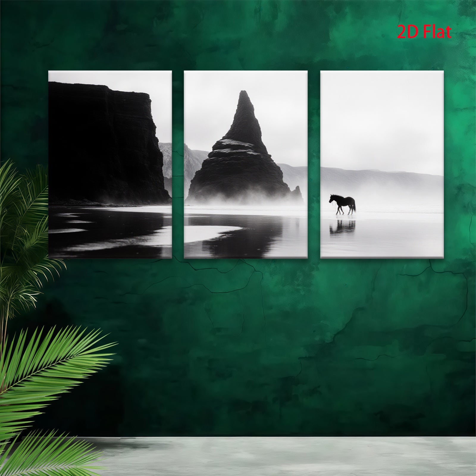 2D flat 1pc Majestic Icelandic Horse Coastal Cliffs Wall Art Canvas Prints for Living Room Bedroom Home Decor Modern Farmhouse Style Gallery Wrapped Ready to Hang