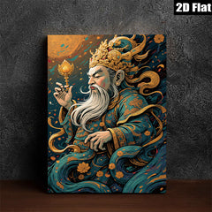 2D flat 1pc Majestic Immortal Eastern Deity Wall Art Decor Living Room Bedroom Gallery Wrapped Canvas Prints Home Office Modern Farmhouse Aesthetic