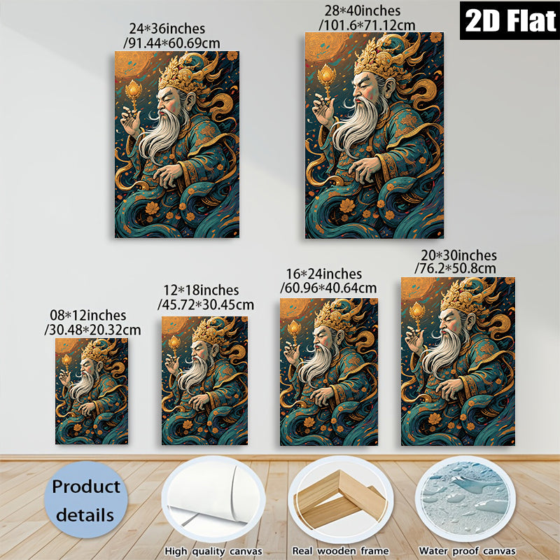 2D flat 1pc Majestic Immortal Eastern Deity Wall Art Decor Living Room Bedroom Gallery Wrapped Canvas Prints Home Office Modern Farmhouse Aesthetic