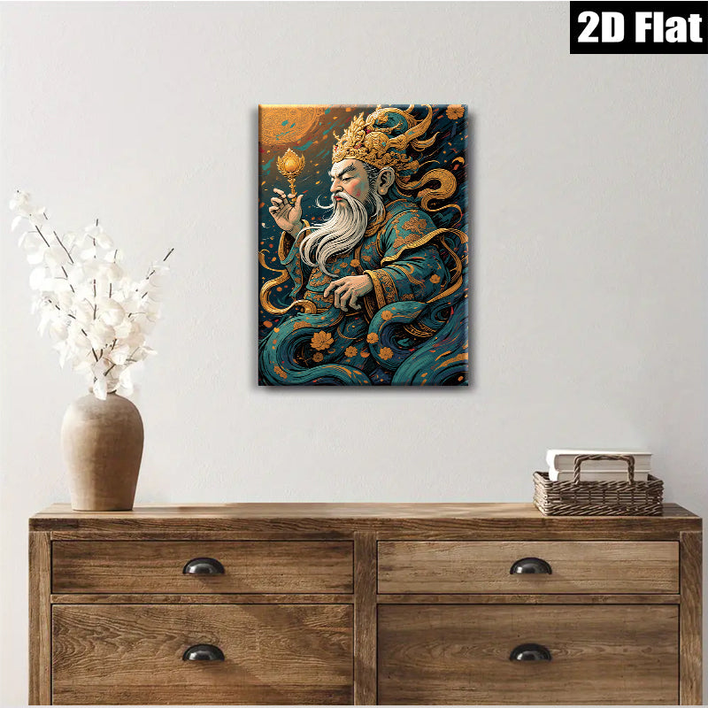 2D flat 1pc Majestic Immortal Eastern Deity Wall Art Decor Living Room Bedroom Gallery Wrapped Canvas Prints Home Office Modern Farmhouse Aesthetic