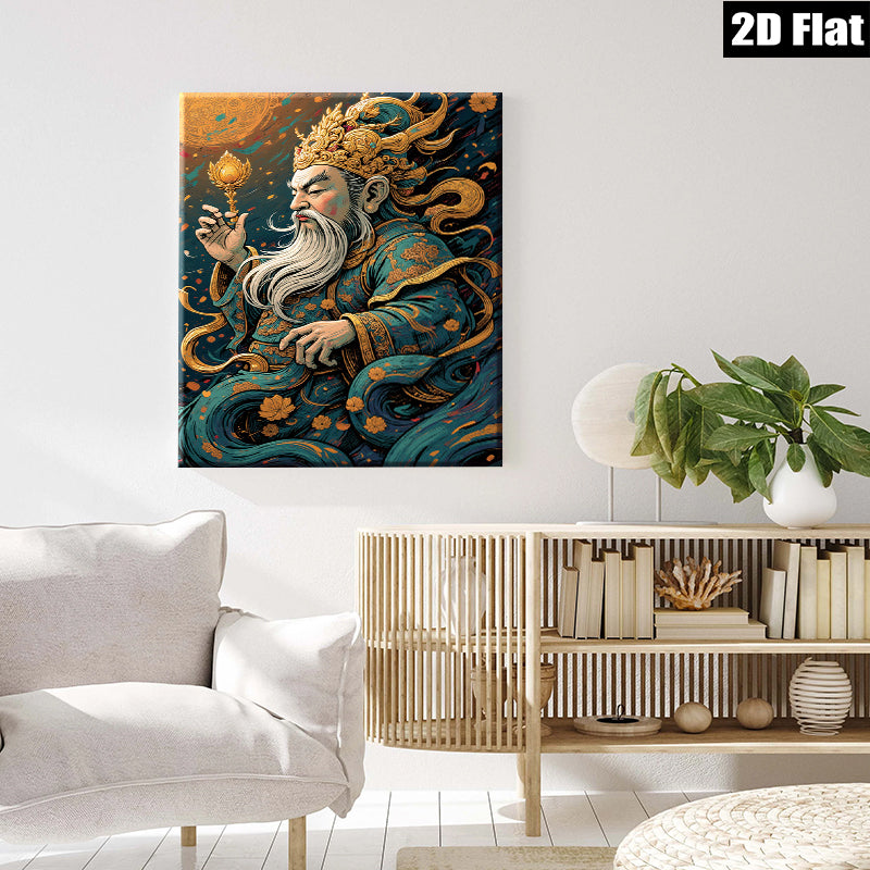 2D flat 1pc Majestic Immortal Eastern Deity Wall Art Decor Living Room Bedroom Gallery Wrapped Canvas Prints Home Office Modern Farmhouse Aesthetic