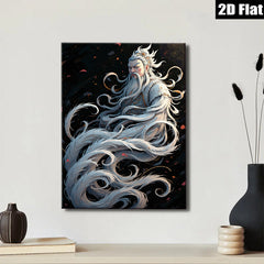 2D flat 1pc Majestic Immortal Warrior Portrait Wall Art Decor Living Room Bedroom Home Office Gallery Wrapped Canvas Prints Modern Farmhouse Aesthetic Teal Blue