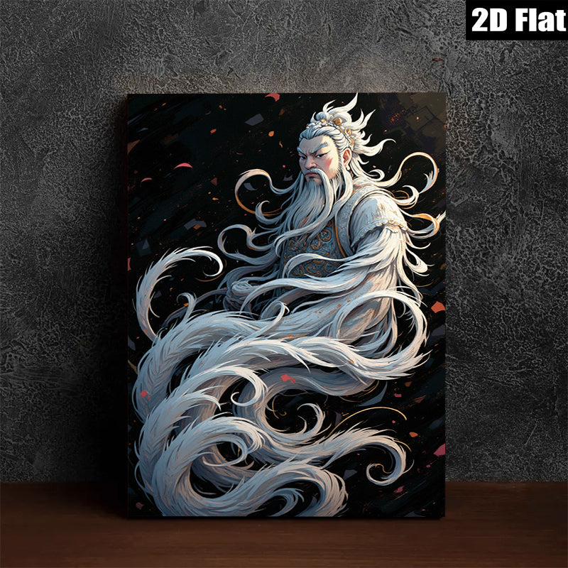 2D flat 1pc Majestic Immortal Warrior Portrait Wall Art Decor Living Room Bedroom Home Office Gallery Wrapped Canvas Prints Modern Farmhouse Aesthetic Teal Blue