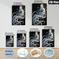2D flat 1pc Majestic Immortal Warrior Portrait Wall Art Decor Living Room Bedroom Home Office Gallery Wrapped Canvas Prints Modern Farmhouse Aesthetic Teal Blue