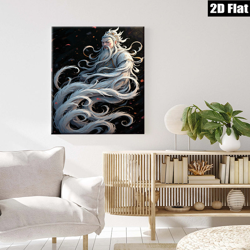 2D flat 1pc Majestic Immortal Warrior Portrait Wall Art Decor Living Room Bedroom Home Office Gallery Wrapped Canvas Prints Modern Farmhouse Aesthetic Teal Blue