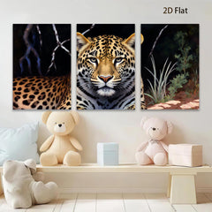 2D flat 1pc Majestic Jaguar Portrait Wildlife Art Canvas Wall Decor Living Room Bedroom Modern Farmhouse Gallery Wrapped Timeless Statement Piece