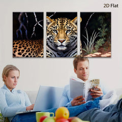 2D flat 1pc Majestic Jaguar Portrait Wildlife Art Canvas Wall Decor Living Room Bedroom Modern Farmhouse Gallery Wrapped Timeless Statement Piece