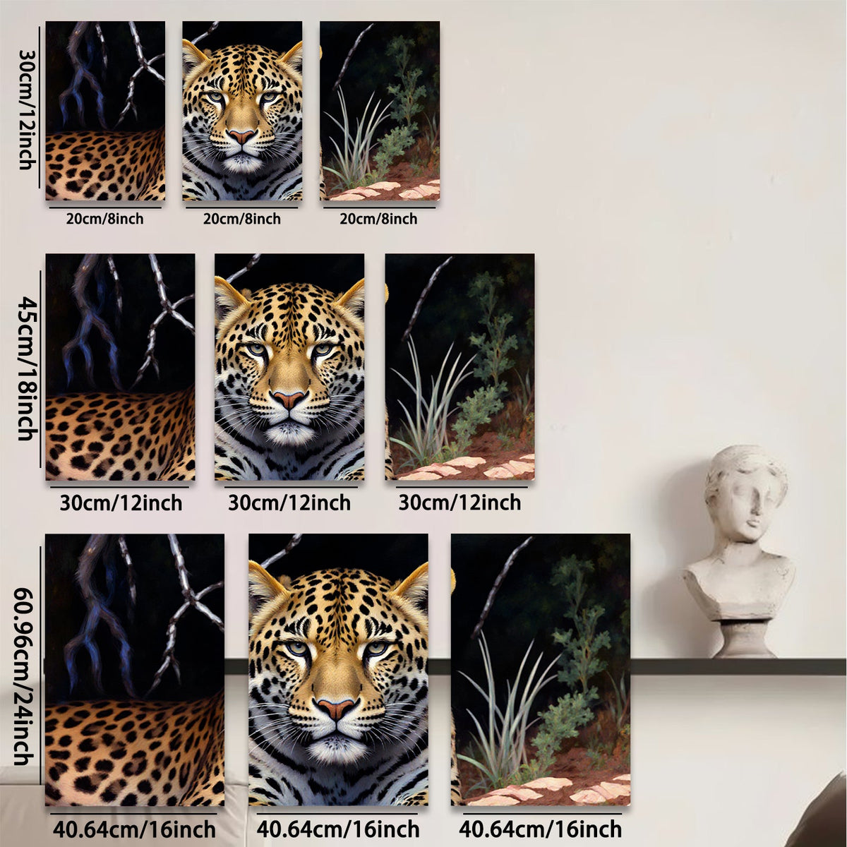 2D flat 1pc Majestic Jaguar Portrait Wildlife Art Canvas Wall Decor Living Room Bedroom Modern Farmhouse Gallery Wrapped Timeless Statement Piece