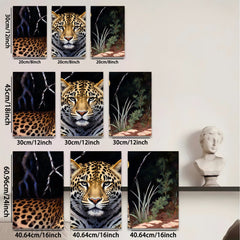 2D flat 1pc Majestic Jaguar Portrait Wildlife Art Canvas Wall Decor Living Room Bedroom Modern Farmhouse Gallery Wrapped Timeless Statement Piece