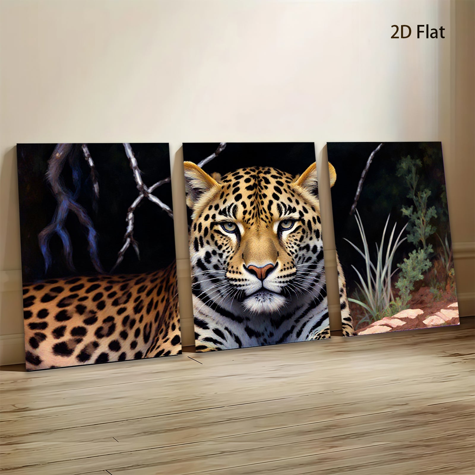 2D flat 1pc Majestic Jaguar Portrait Wildlife Art Canvas Wall Decor Living Room Bedroom Modern Farmhouse Gallery Wrapped Timeless Statement Piece
