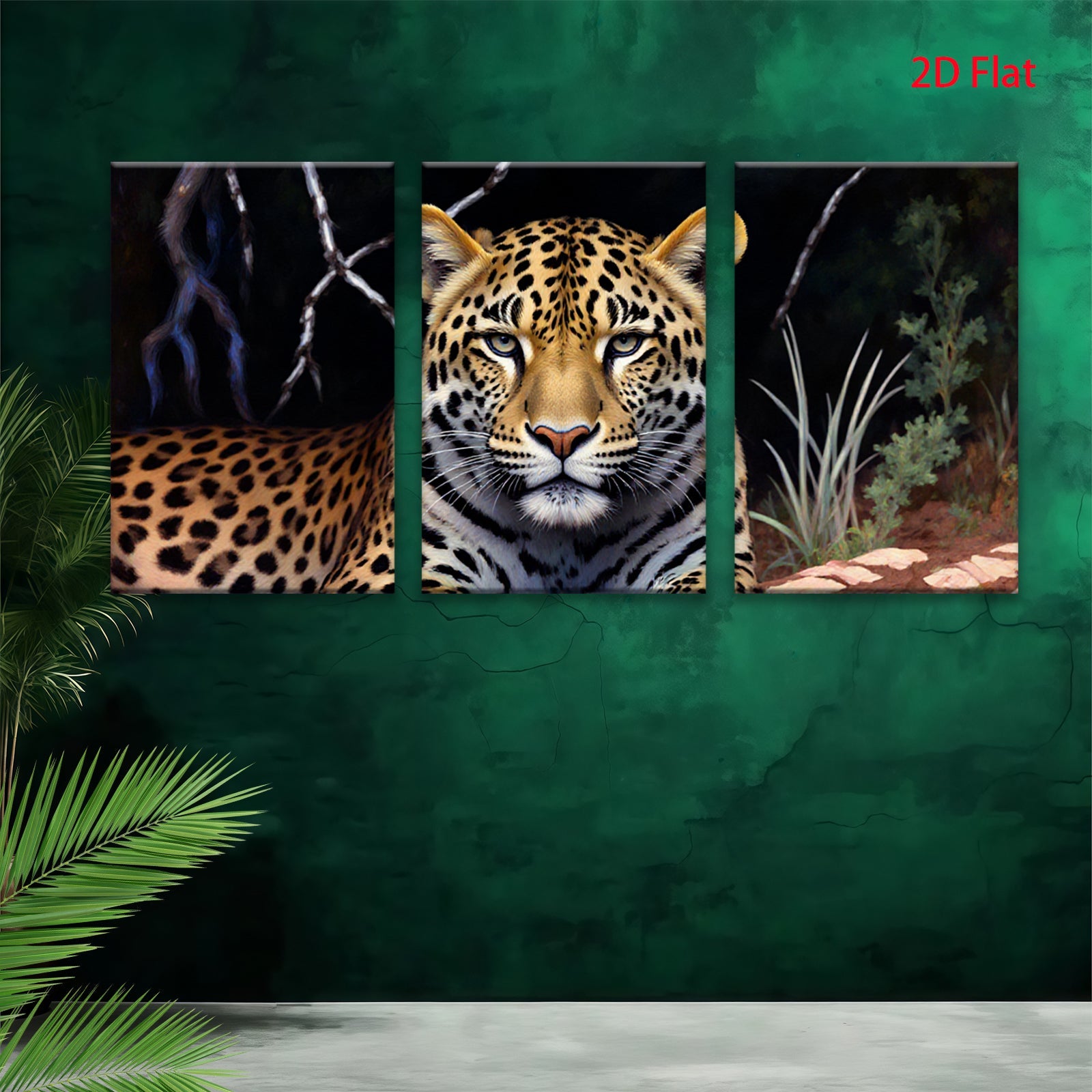 2D flat 1pc Majestic Jaguar Portrait Wildlife Art Canvas Wall Decor Living Room Bedroom Modern Farmhouse Gallery Wrapped Timeless Statement Piece