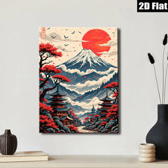 2D flat 1pc Majestic Japanese Mount Fuji landscape wall art for living room bedroom home decor farmhouse style modern zen aesthetic canvas prints