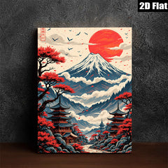 2D flat 1pc Majestic Japanese Mount Fuji landscape wall art for living room bedroom home decor farmhouse style modern zen aesthetic canvas prints