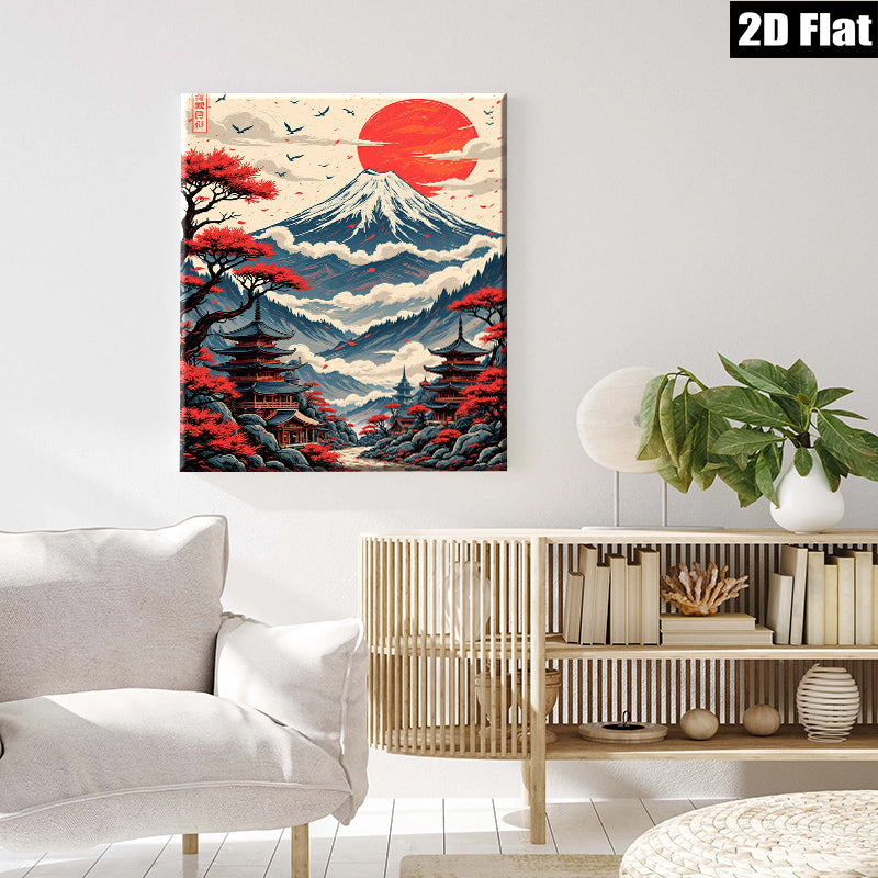2D flat 1pc Majestic Japanese Mount Fuji landscape wall art for living room bedroom home decor farmhouse style modern zen aesthetic canvas prints