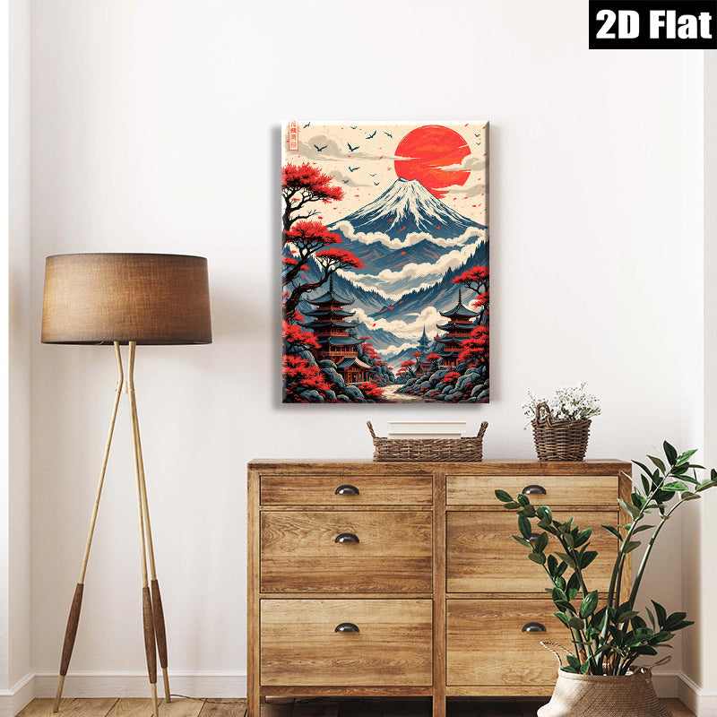 2D flat 1pc Majestic Japanese Mount Fuji landscape wall art for living room bedroom home decor farmhouse style modern zen aesthetic canvas prints