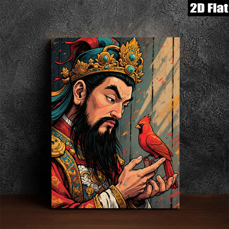 2D flat 1pc Majestic King with Crimson Bird wall art for living room bedroom gallery wrapped canvas prints farmhouse decor modern aesthetic statement piece