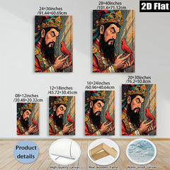 2D flat 1pc Majestic King with Crimson Bird wall art for living room bedroom gallery wrapped canvas prints farmhouse decor modern aesthetic statement piece