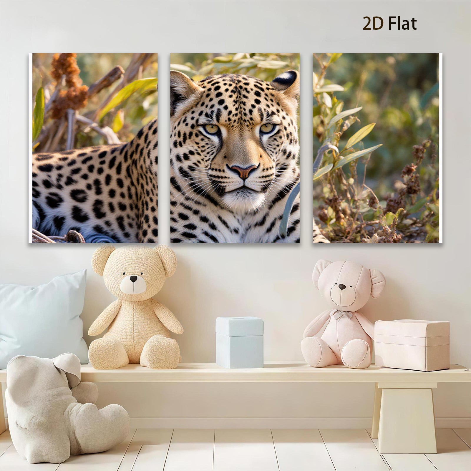 2D flat 1pc Majestic Leopard Portrait Wildlife Art Canvas Print For Living Room Bedroom Modern Farmhouse Decor Gallery Wrapped Ready To Hang