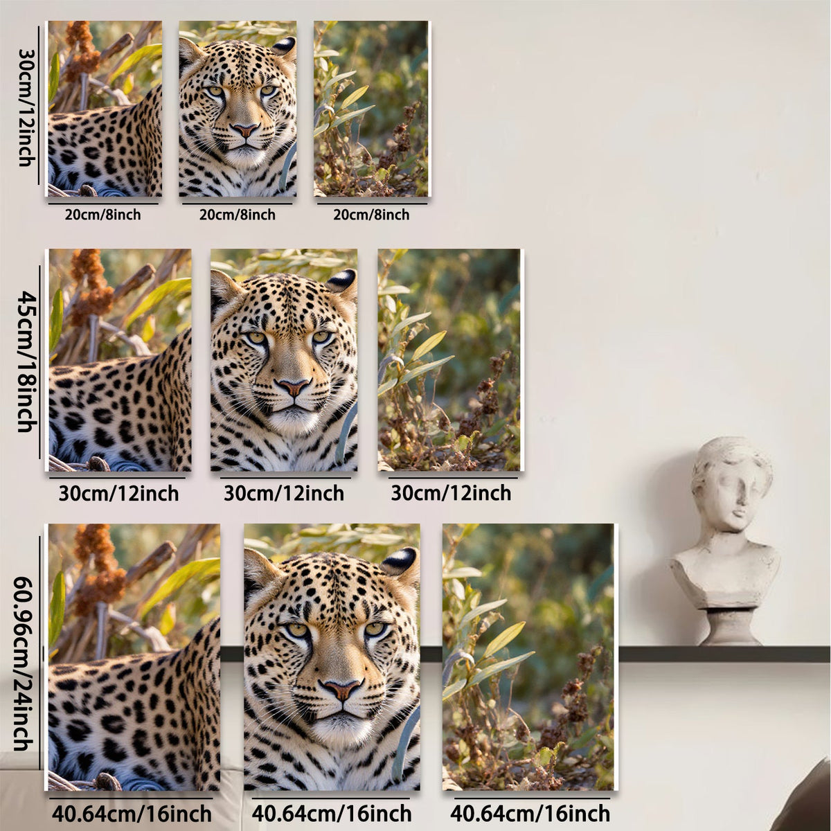 2D flat 1pc Majestic Leopard Portrait Wildlife Art Canvas Print For Living Room Bedroom Modern Farmhouse Decor Gallery Wrapped Ready To Hang