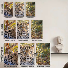 2D flat 1pc Majestic Leopard Portrait Wildlife Art Canvas Print For Living Room Bedroom Modern Farmhouse Decor Gallery Wrapped Ready To Hang