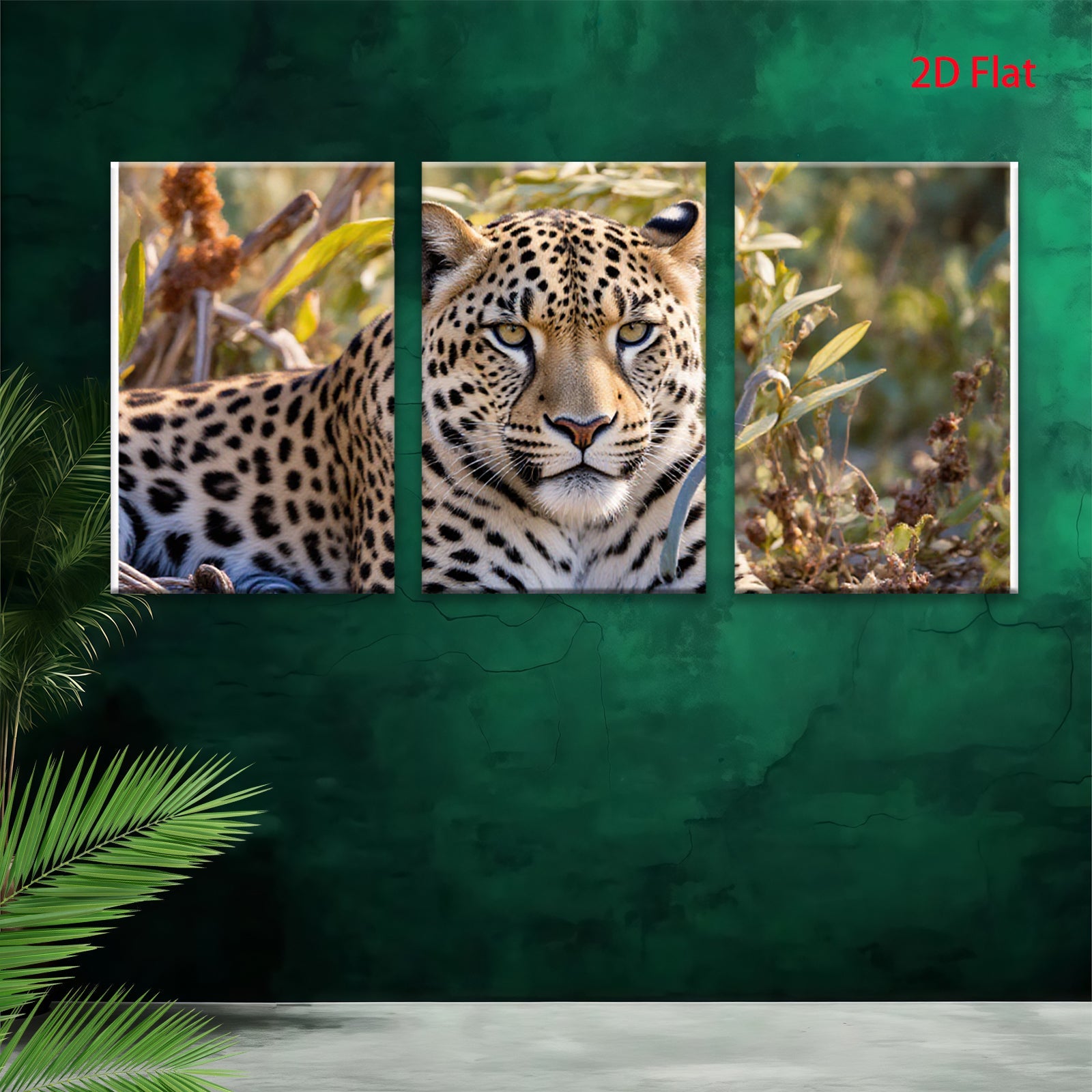 2D flat 1pc Majestic Leopard Portrait Wildlife Art Canvas Print For Living Room Bedroom Modern Farmhouse Decor Gallery Wrapped Ready To Hang