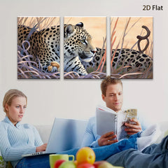 2D flat 1pc Majestic Leopard Resting Among Tall Grasses Gallery Wrapped Canvas Wall Art for Living Room Bedroom Home Decor Farmhouse Style Modern Artwork