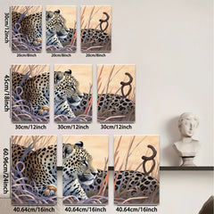 2D flat 1pc Majestic Leopard Resting Among Tall Grasses Gallery Wrapped Canvas Wall Art for Living Room Bedroom Home Decor Farmhouse Style Modern Artwork