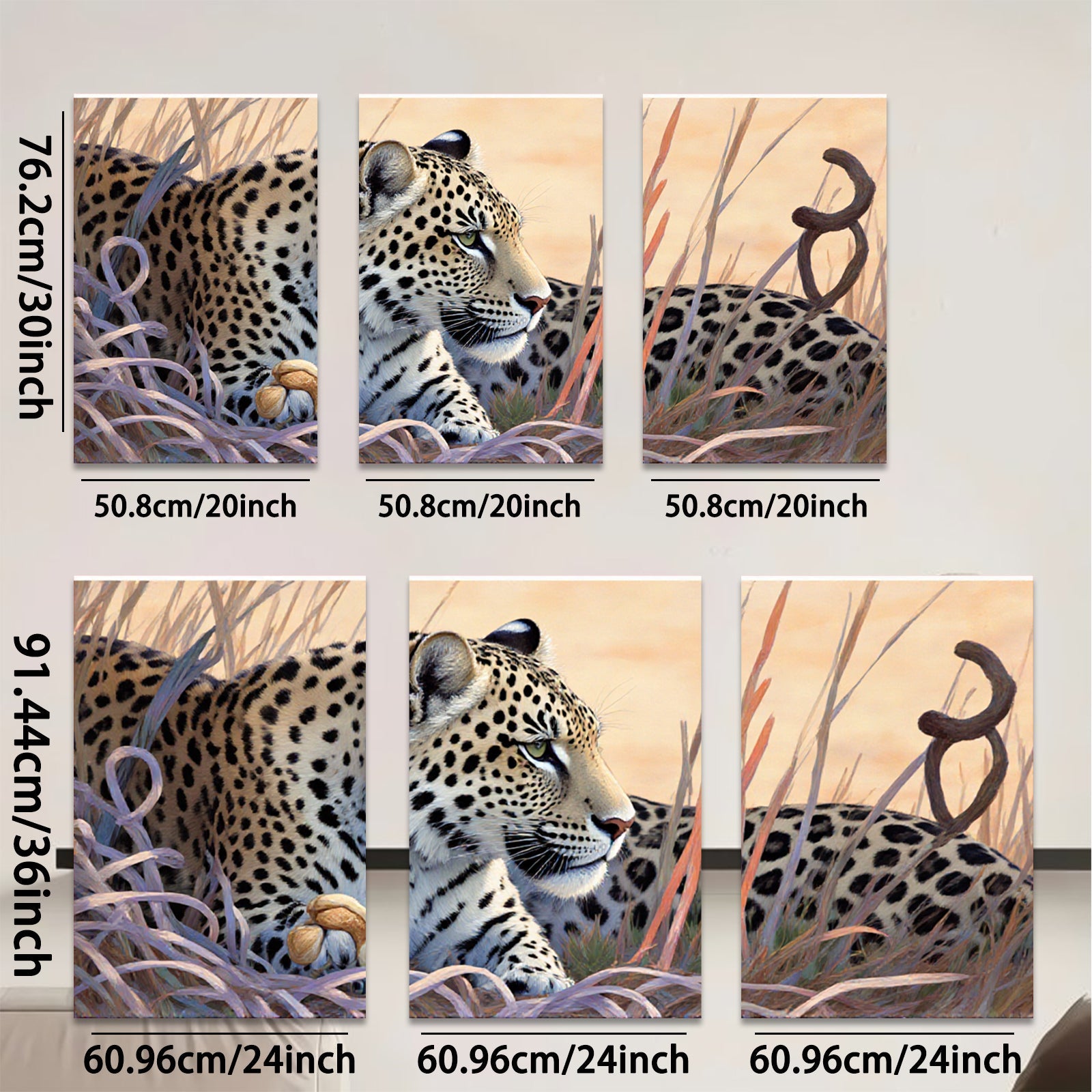 2D flat 1pc Majestic Leopard Resting Among Tall Grasses Gallery Wrapped Canvas Wall Art for Living Room Bedroom Home Decor Farmhouse Style Modern Artwork