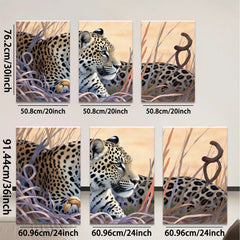 2D flat 1pc Majestic Leopard Resting Among Tall Grasses Gallery Wrapped Canvas Wall Art for Living Room Bedroom Home Decor Farmhouse Style Modern Artwork