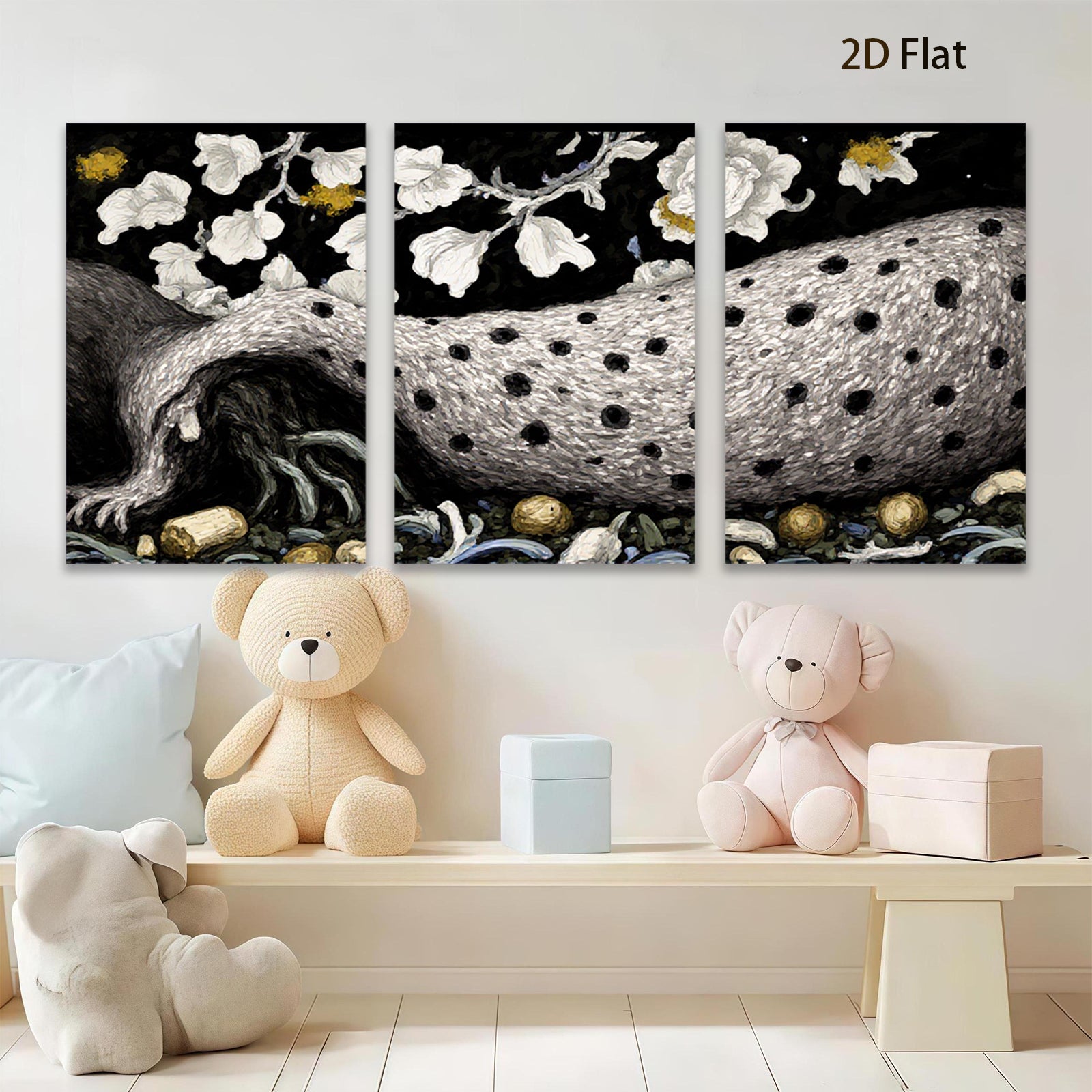 2D flat 1pc Majestic Leopard amidst Blossoming Branches Wall Decor Living Room Bedroom Modern Farmhouse Gallery Wrapped Canvas Prints